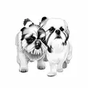 Shihtzu and Australian shepherd together  tattoo design idea
