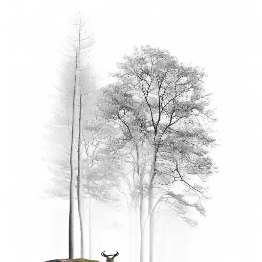 Springbok with time and trees tattoo design idea