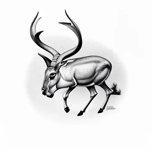 Springbok with time and trees tattoo design idea
