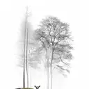 Springbok with time and trees tattoo design idea