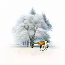 Springbok with time and trees tattoo design idea