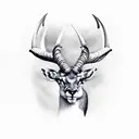 Springbok with time and trees tattoo design idea