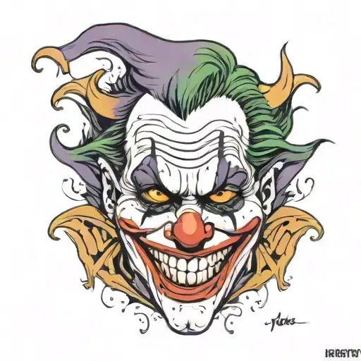joker heavy smile tattoo design idea