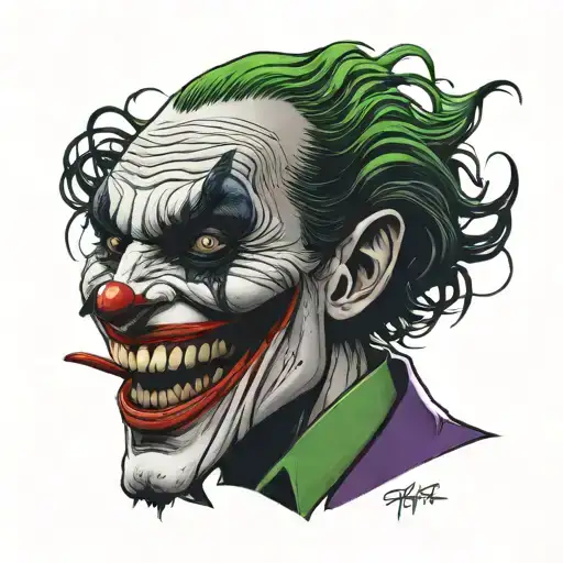 joker heavy smile tattoo design idea