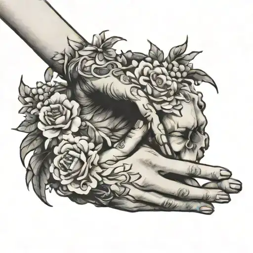 scritta "anima fragile women's hands hold tattoo design idea