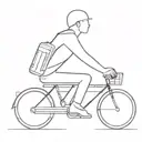 the number 4 but with a man with a backpack incorporated into it. keep it simple lines, black ink, ankle size tattoo design idea