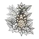 minimalist detail  pinneaple tattoo design idea