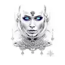 Imposing and powerful looking viking queen. Her face radiates an otherworldly beauty, with piercing blue eyes that refle tattoo design idea