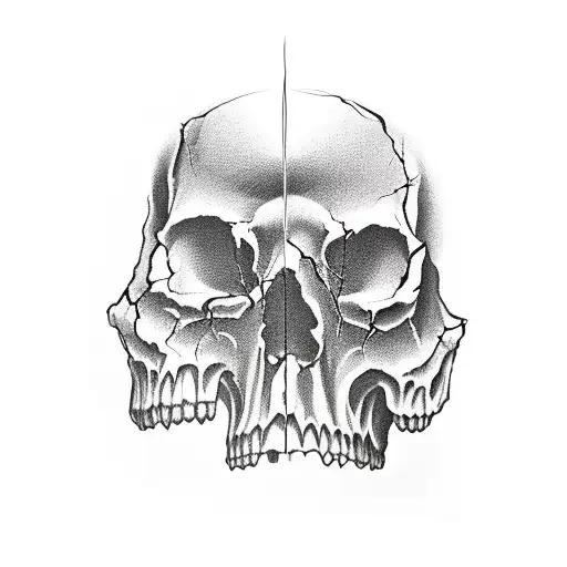 half skull half face  tattoo design idea