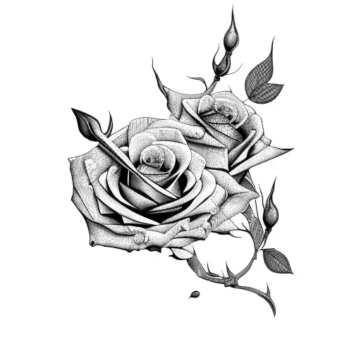 ADHD syndrom and roses tattoo design idea