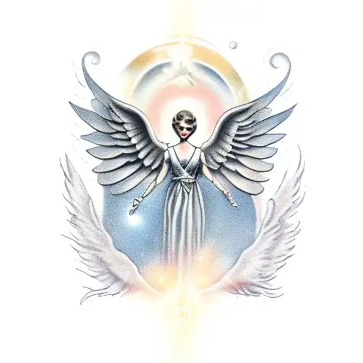 2 different  angel with wing left one has left wind right one has right wind tattoo design idea