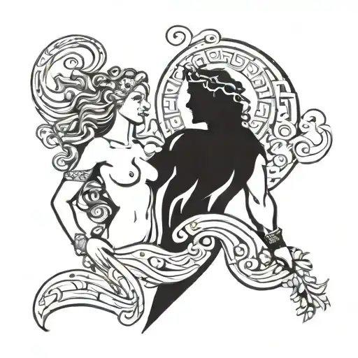 Aphrodite and Apollo greek god tattoo design idea