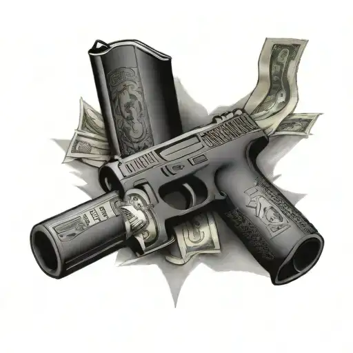 money with glock tattoo design idea
