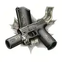 money with glock tattoo design idea