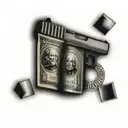 money with glock tattoo design idea
