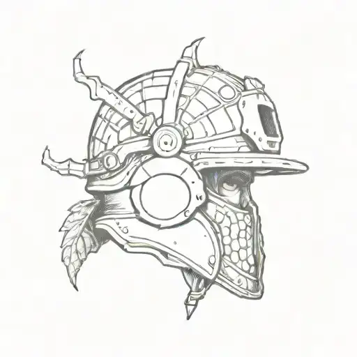 acorn wearing wold war two  helmet  tattoo design idea