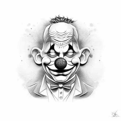 sad drunk clown tattoo design idea