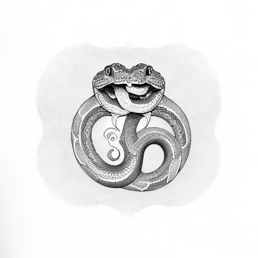 circular snake eating tail tattoo design idea
