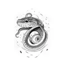 circular snake eating tail tattoo design idea
