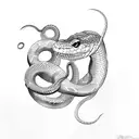 circular snake eating tail tattoo design idea