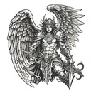 warrior angel half demon tattoo design idea