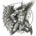 warrior angel half demon tattoo design idea