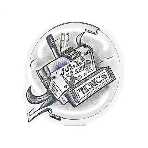 classic business suitcase tattoo design idea