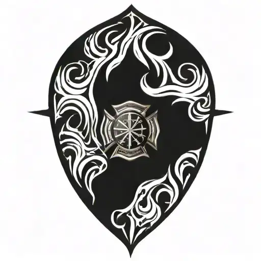  strength,  firefighter, IAFF Maltese cross, flames, warrior  tattoo design idea