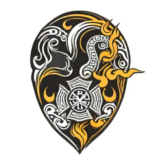  strength,  firefighter, IAFF Maltese cross, flames  tattoo design idea