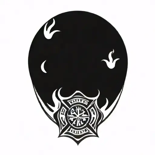  strength,  firefighter, IAFF Maltese cross, flames  tattoo design idea