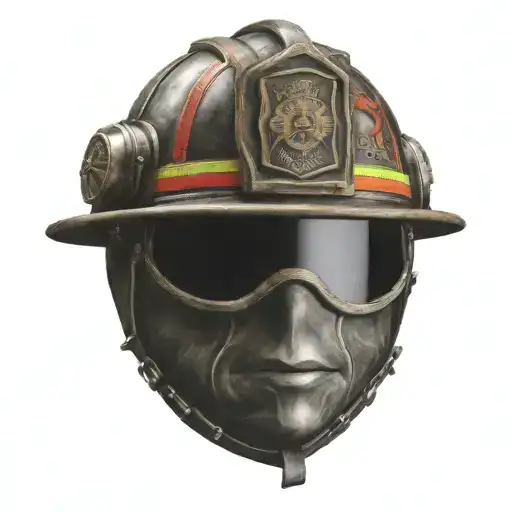  firefighter leather helmet  tattoo design idea