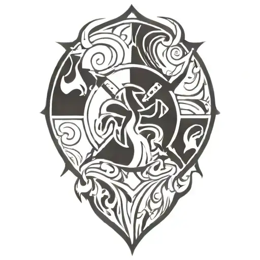  strength,  firefighter, Maltese cross, flames  tattoo design idea