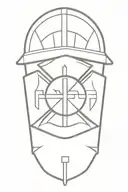 Firefighter. One Iaff Maltese Cross With 3 in the center. Ladder Truck. Leather fire helmet tattoo design idea