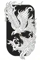 Flames rising phoenix tattoo design idea