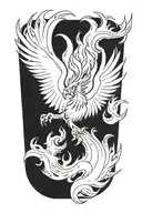 Flames rising phoenix tattoo design idea