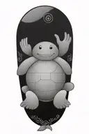 Buddhist Turtle Is A Monk, wearing a Cape, Beaded Necklace. Praying Hands. Eyes Closed. Smiling, Peace, surrounding aura tattoo design idea