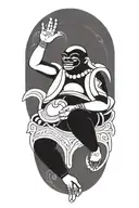 Buddhist Turtle Is A Monk, wearing a Cape, Beaded Necklace. Praying Hands. Eyes Closed. Smiling, Peace, surrounding aura tattoo design idea