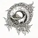 cave painting style full moon, just the moon tattoo design idea