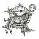 cave painting style full moon, just the moon tattoo design idea