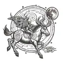 cave painting style full moon, just the moon tattoo design idea
