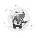 A bear catching a salmon in a pixelated gaming world tattoo design idea