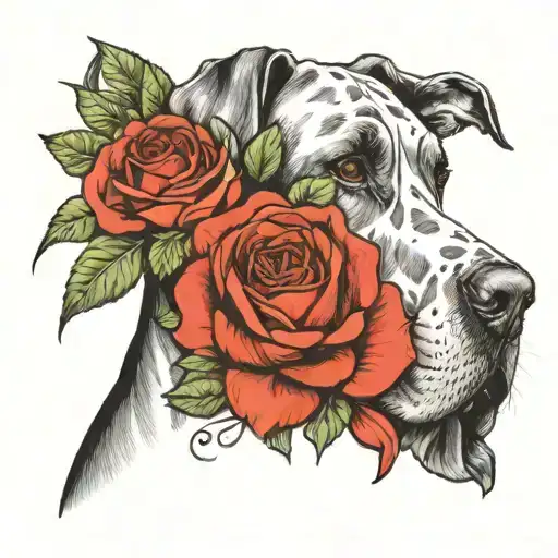 So I want a medium sized non Colored tattoo on my rib, the main focus is a Great Dane dog, with a bandana that has apple tattoo design idea