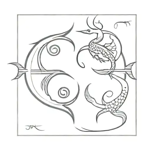 pisces and cancer symbol tattoo design idea