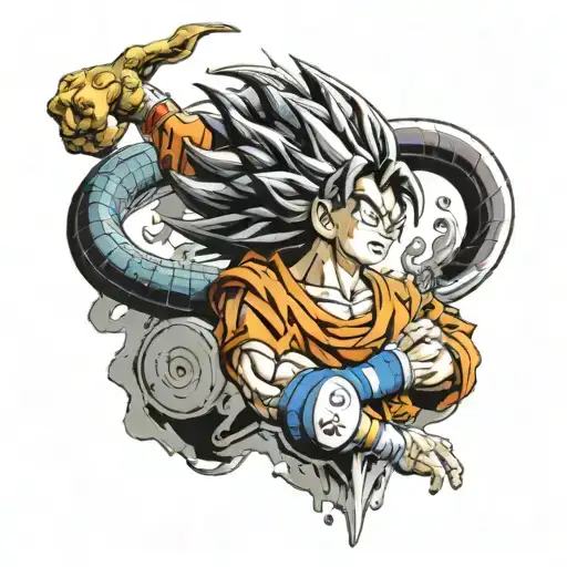 dragon ball, disk, walkman 80's style tattoo design idea