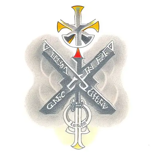 Christian Cross with the words amazing grace tattoo design idea