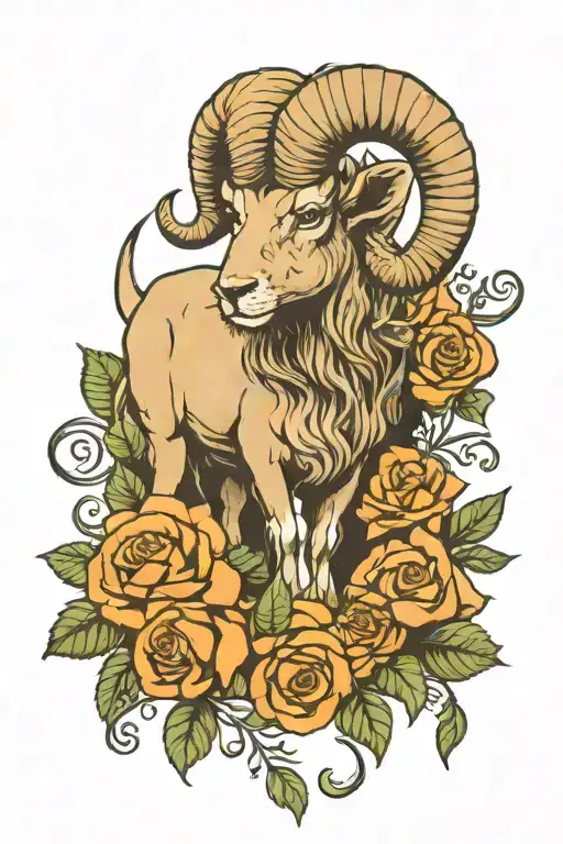Aries the Ram with Leo the Lion, throw in skulls, orange roses, linked to aliens somehow....(incognito). tattoo design idea