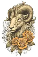 Aries the Ram with Leo the Lion, throw in skulls, orange roses, linked to aliens somehow....(incognito). tattoo design idea