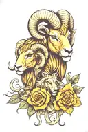 Aries the Ram with Leo the Lion, throw in skulls, orange roses, linked to aliens somehow....(incognito). tattoo design idea