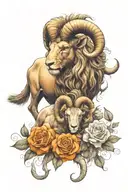 Aries the Ram with Leo the Lion, throw in skulls, orange roses, linked to aliens somehow....(incognito). tattoo design idea