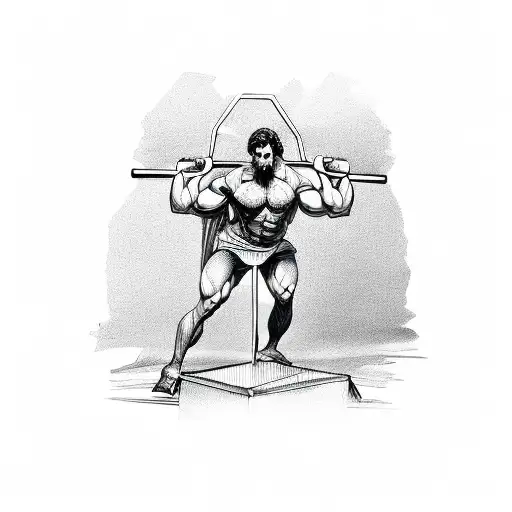greek god doing a crossfit snatch movement tattoo design idea